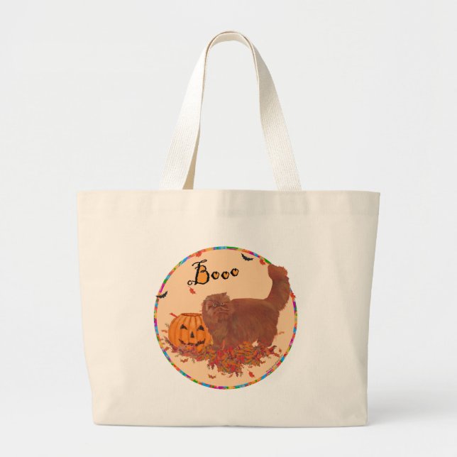 Grand Tote Bag Chat Persan Rouge Halloween (Devant)