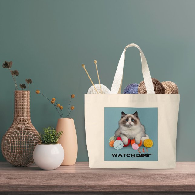 Grand Tote Bag Chat protéger fil drôle de citation ne pas gâcher (Créateur téléchargé)