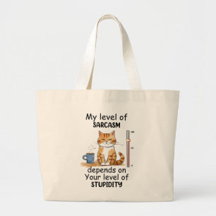 Grand Tote Bag Chat Sarcastique - Drôle Orange Art