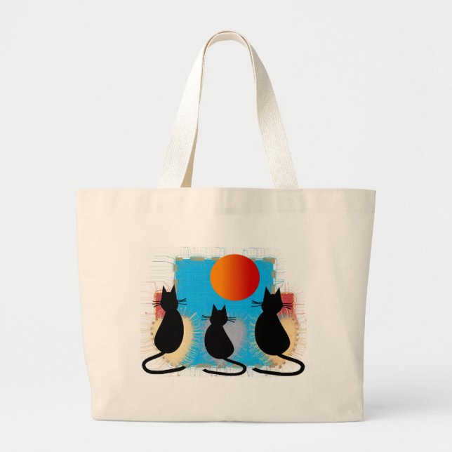 Grand Tote Bag Chats au soleil (Devant)
