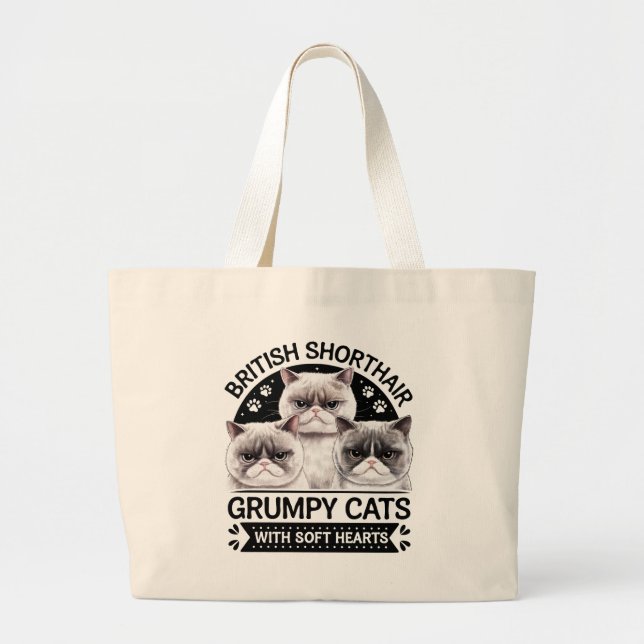 Grand Tote Bag Chats croustillants britanniques (Devant)