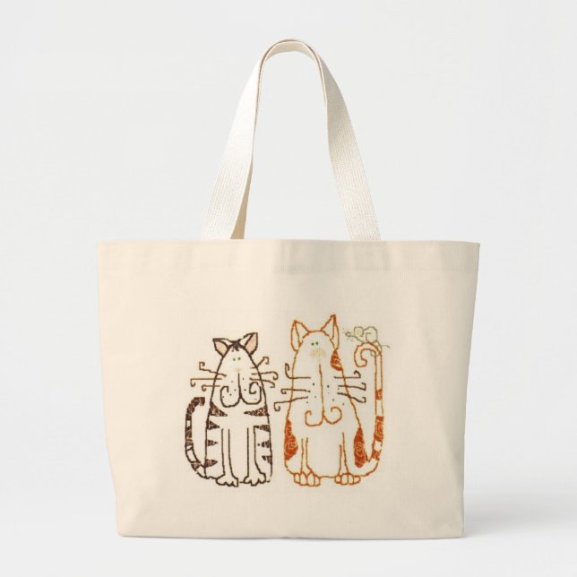 Grand Tote Bag chats de bande dessinée (Devant)
