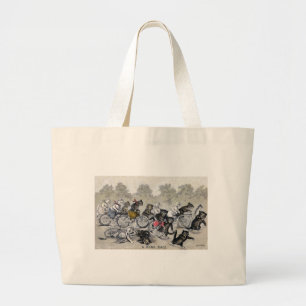 Grand Tote Bag Chats d'équitation de bicyclette
