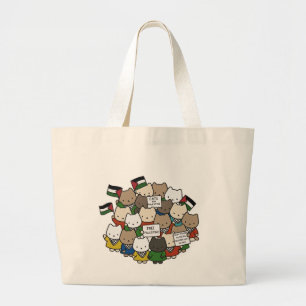 Grand Tote Bag Chats pour la Palestine – Chats Kawaii pour la Jus