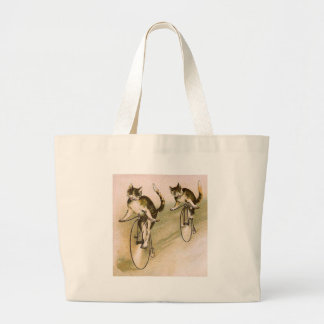 Grand Tote Bag Chats vintages à vélo