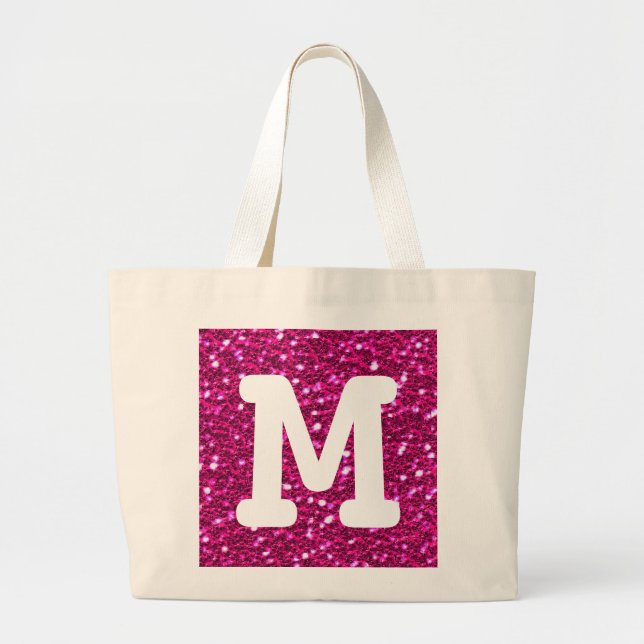 Grand Tote Bag Chaud rose brillant Parties scintillant Faux Look  (Devant)