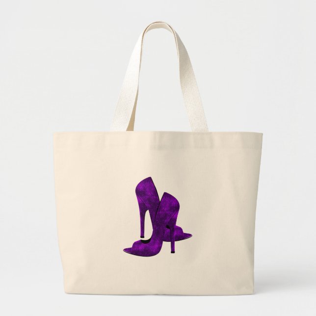 Grand Tote Bag Chaussures à talons hauts violettes (Devant)