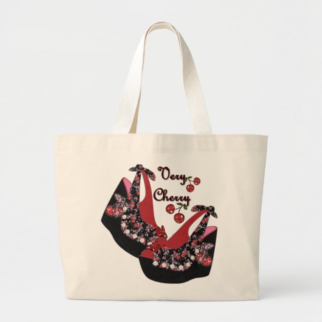 Grand Tote Bag Chaussures RAB Rockabilly Very Cherry (Devant)