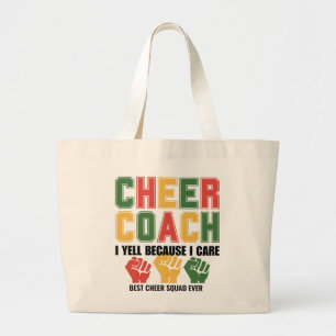 Grand Tote Bag CHEER COACH Je hurle parce que je me soucie drôle