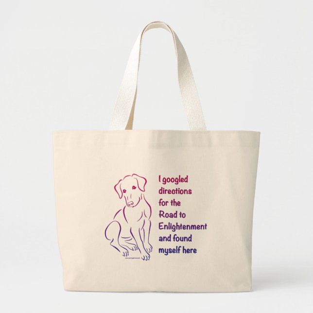 Grand Tote Bag Chemin du chiot vers l'illumination (Devant)