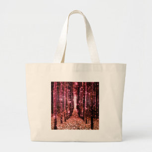 Grand Tote Bag Chemin magique de la forêt rose pêche
