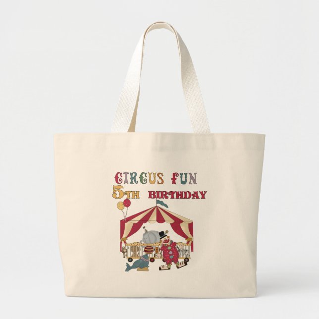 Grand Tote Bag Chemises et cadeaux Circus 5th Birthday (Devant)