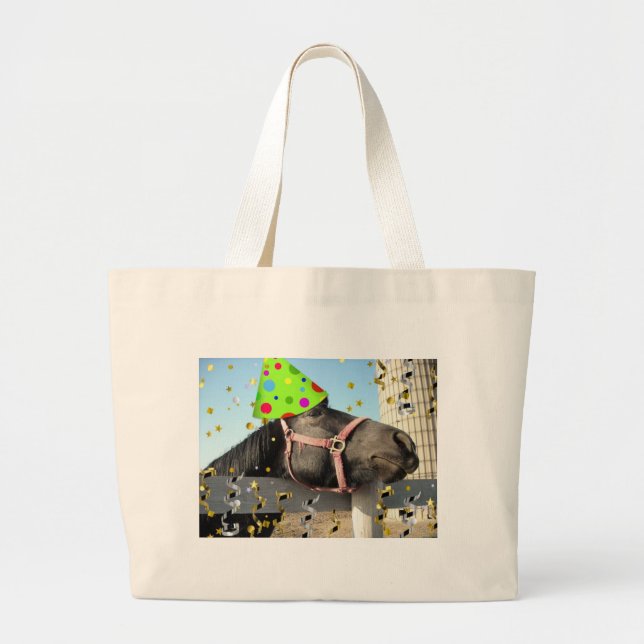 Grand Tote Bag Cheval animal de fête (Devant)