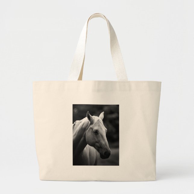 Grand Tote Bag Cheval blanc noir (Devant)