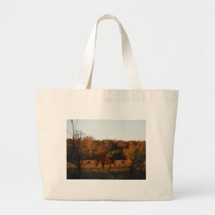 Grand Tote Bag Cheval Brown rouge, bois d'automne.