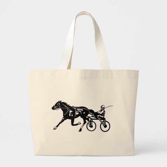 Grand Tote Bag Cheval de course d'attelages (Devant)