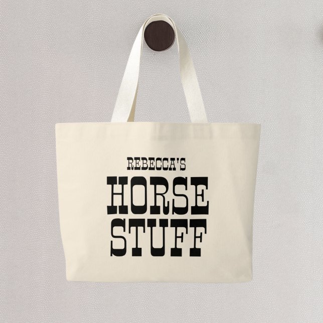 Grand Tote Bag Cheval Stuff | Nom personnalisé Équestre Grange (Créateur téléchargé)