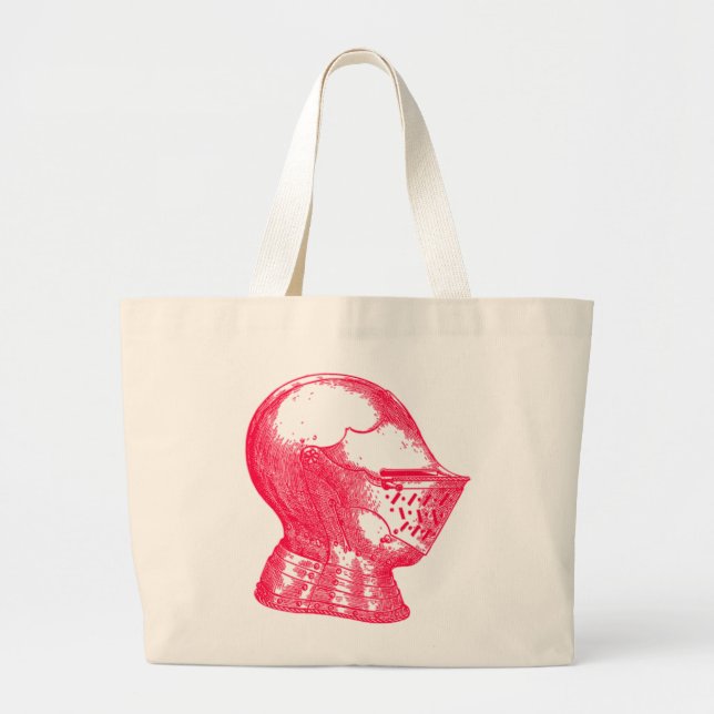 Grand Tote Bag Chevalier rose Chevalier Médiéval Armure Casque Ch (Devant)