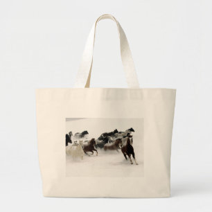 Grand Tote Bag Chevaux dans la neige