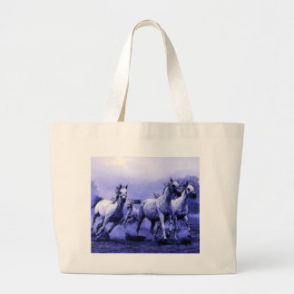 Grand Tote Bag Chevaux de course et Lune Bleue