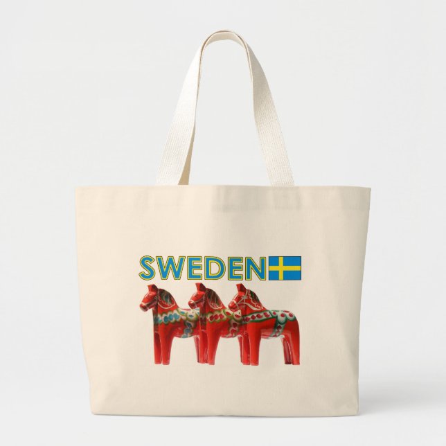 Grand Tote Bag Chevaux de la Suède Dala (Devant)
