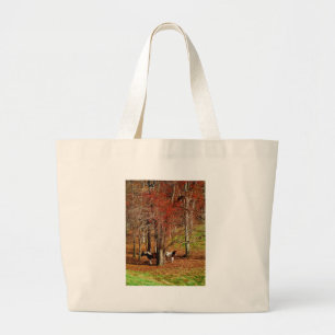 Grand Tote Bag Chevaux jumeaux Brown et blancs