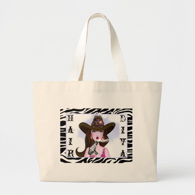 Grand Tote Bag Cheveux+Styliste "DIVA" (Devant)