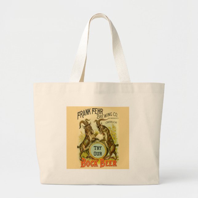 Grand Tote Bag Chèvres Bock Bière Publicité (Devant)