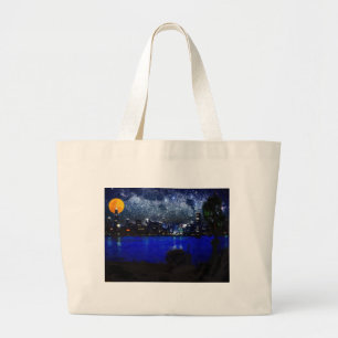Grand Tote Bag Chicago au pastel de la pleine lune 2