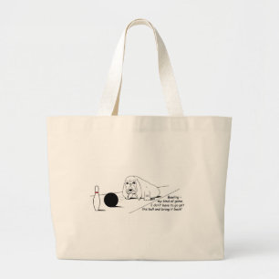 Grand Tote Bag Chien de Bowling humoristique