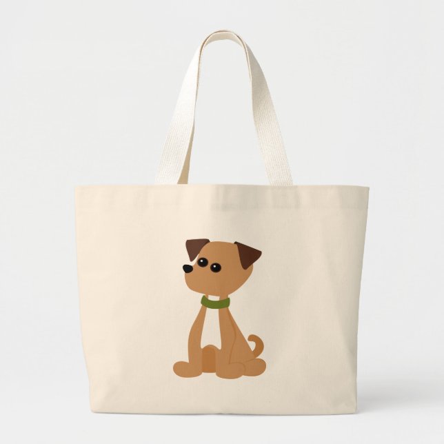 Grand Tote Bag Chien de marionnettes en vert (Devant)