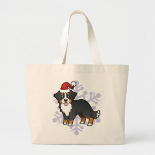 Grand Tote Bag Chien de montagne bernois de Noël