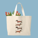 Grand Tote Bag Chien de saucisse Dachshund<br><div class="desc">Amusant petit Dachshund saucisse ou des chiens vierges en laine tricot. Parfait pour les amoureux de les chiens. Art original de Nic Squirrell.</div>