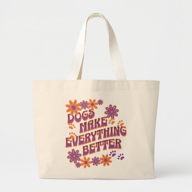 Grand Tote Bag Chien mère amoureux des chiens super réutilisable (Devant)