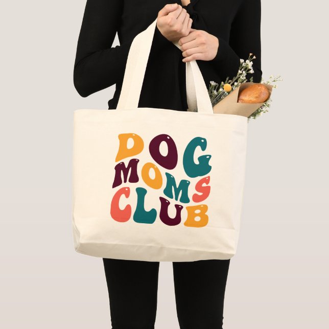 Grand Tote Bag Chien Moms Club Souvenir Style Rétro Super (Devant (produit))