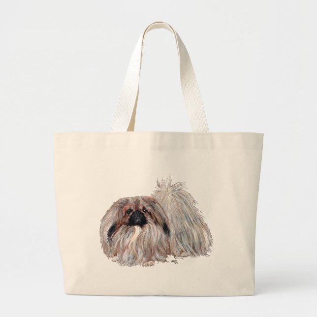 Grand Tote Bag Chien Pékinois Debout (Devant)