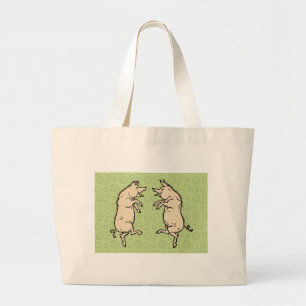 Grand Tote Bag Chiens de danse antiques : Jig de pige Vintage fan