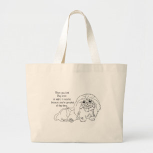 Grand Tote Bag Chiens Pékinois Dictons Pleins d'Esprit