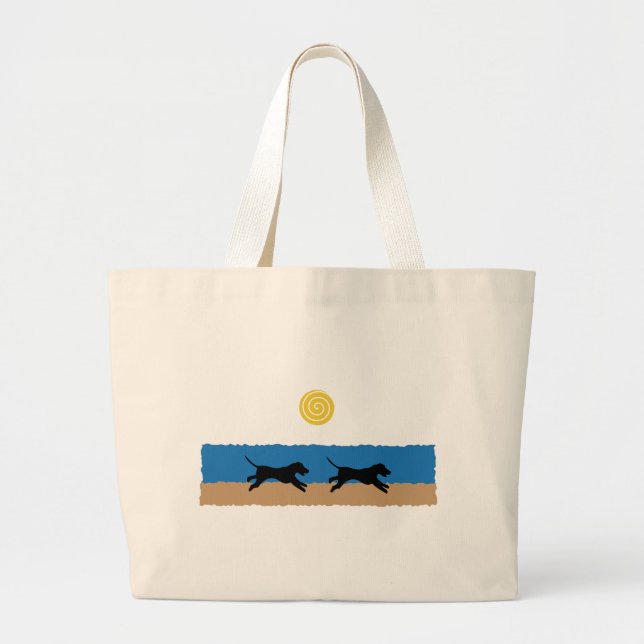 Grand Tote Bag Chiens sur la plage (Devant)