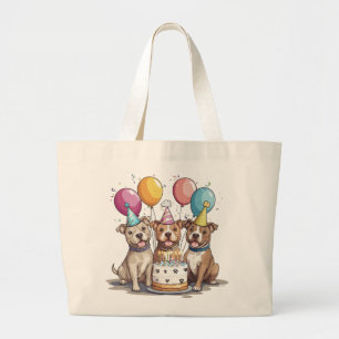 Grand Tote Bag Chiens taureaux de Pit d'anniversaire