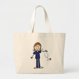 Grand Tote Bag Chiffre femelle uniforme bleu infirmière de bâto