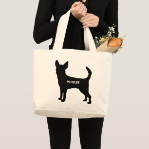Grand Tote Bag Chihuahua race Chig sur mesure Silhouette
