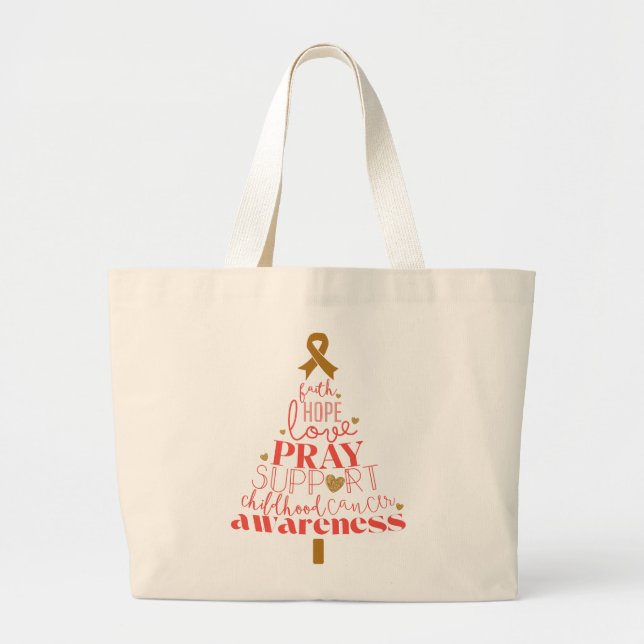 Grand Tote Bag childhood cancer awareness Christmas Tree  (Devant)