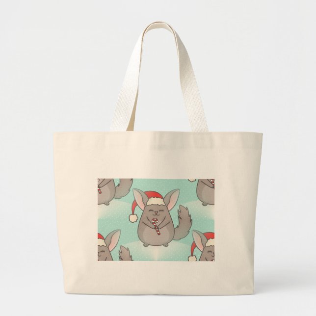Grand Tote Bag chinchillas de noël (Devant)
