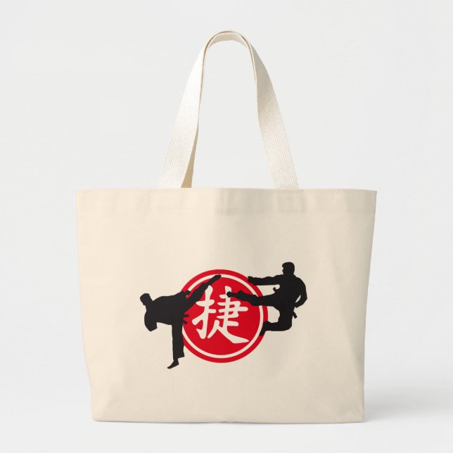 Grand Tote Bag Chinois sign and karate plus fighter (Devant)