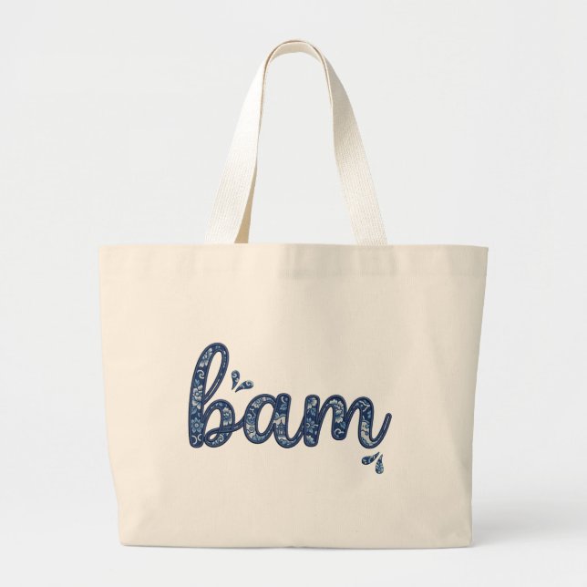 Grand Tote Bag Chinoiserie Classic Bam Mahjong Tile Design  (Devant)