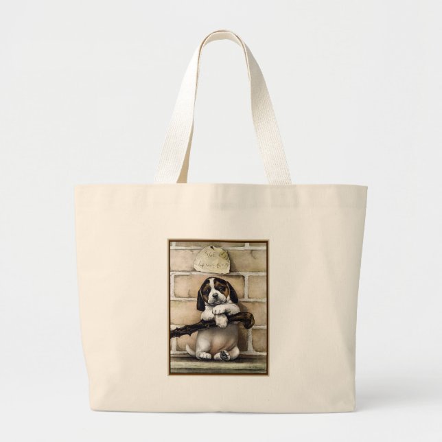Grand Tote Bag "Chiot, 4 Semaines" (Devant)