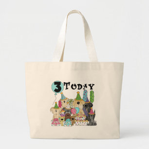 Grand Tote Bag Chiots 3e anniversaire Bash Tshirts et cadeaux