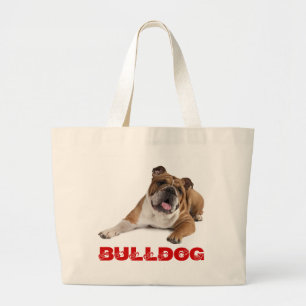Grand Tote Bag Chiots Bouledogue Anglais Rouges Cœurs Amour