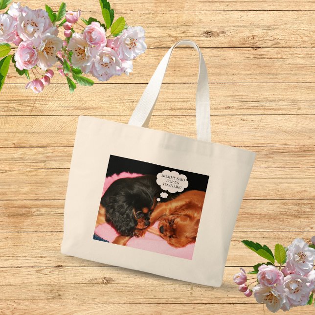 Grand Tote Bag Chiots du roi Charles Cavalier (Créateur téléchargé)